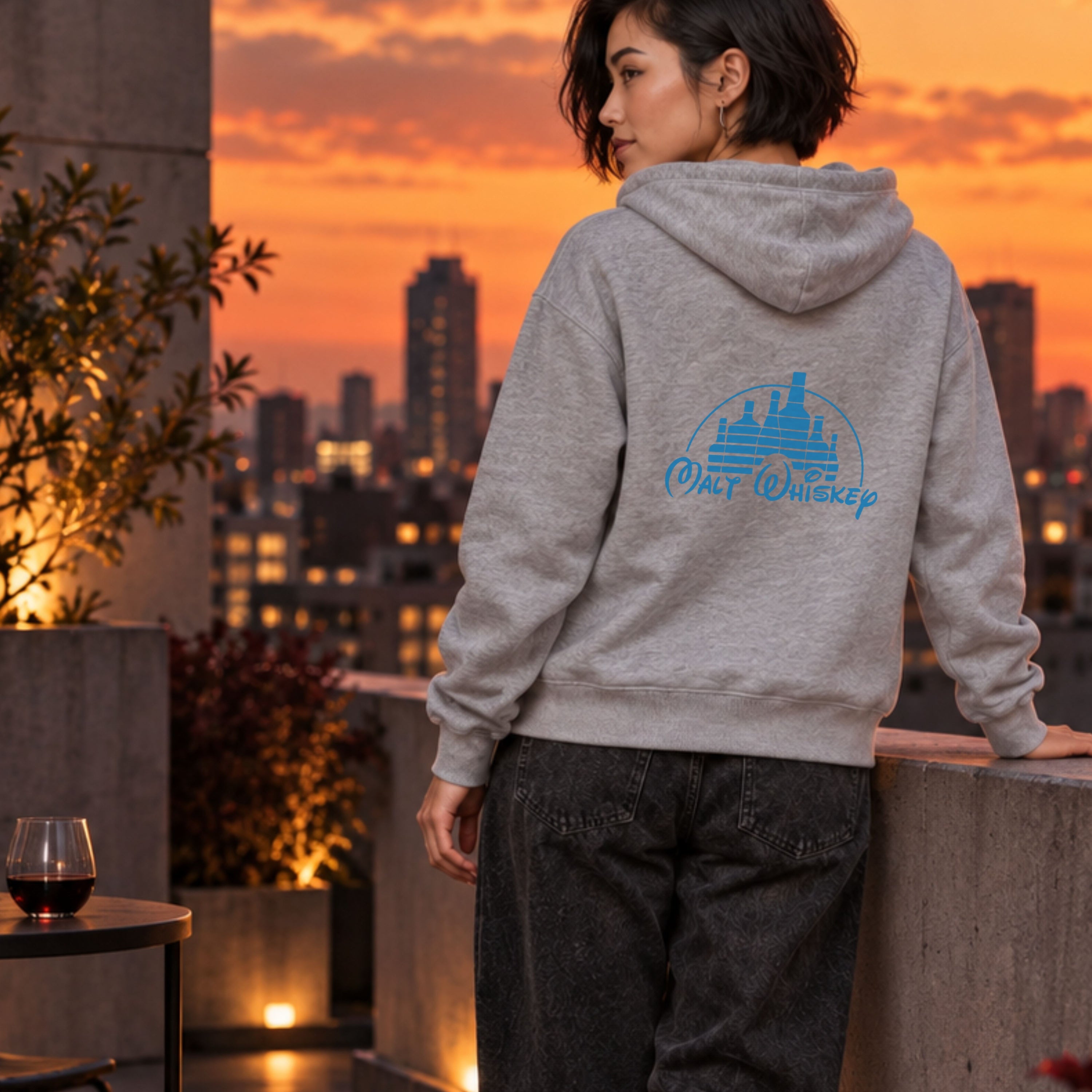 MALT WHISKEY モルトウイスキー ボトルキャッスル パーカー |バックプリント